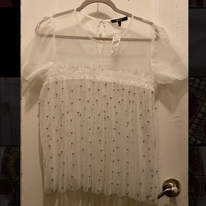 NWT Mesh beaded baby doll top